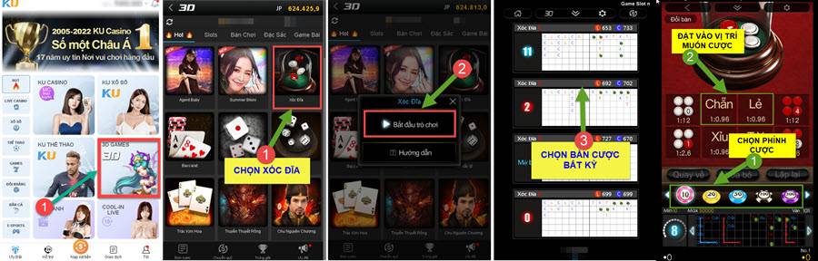 Cách chơi Xóc đĩa 3D Kubet